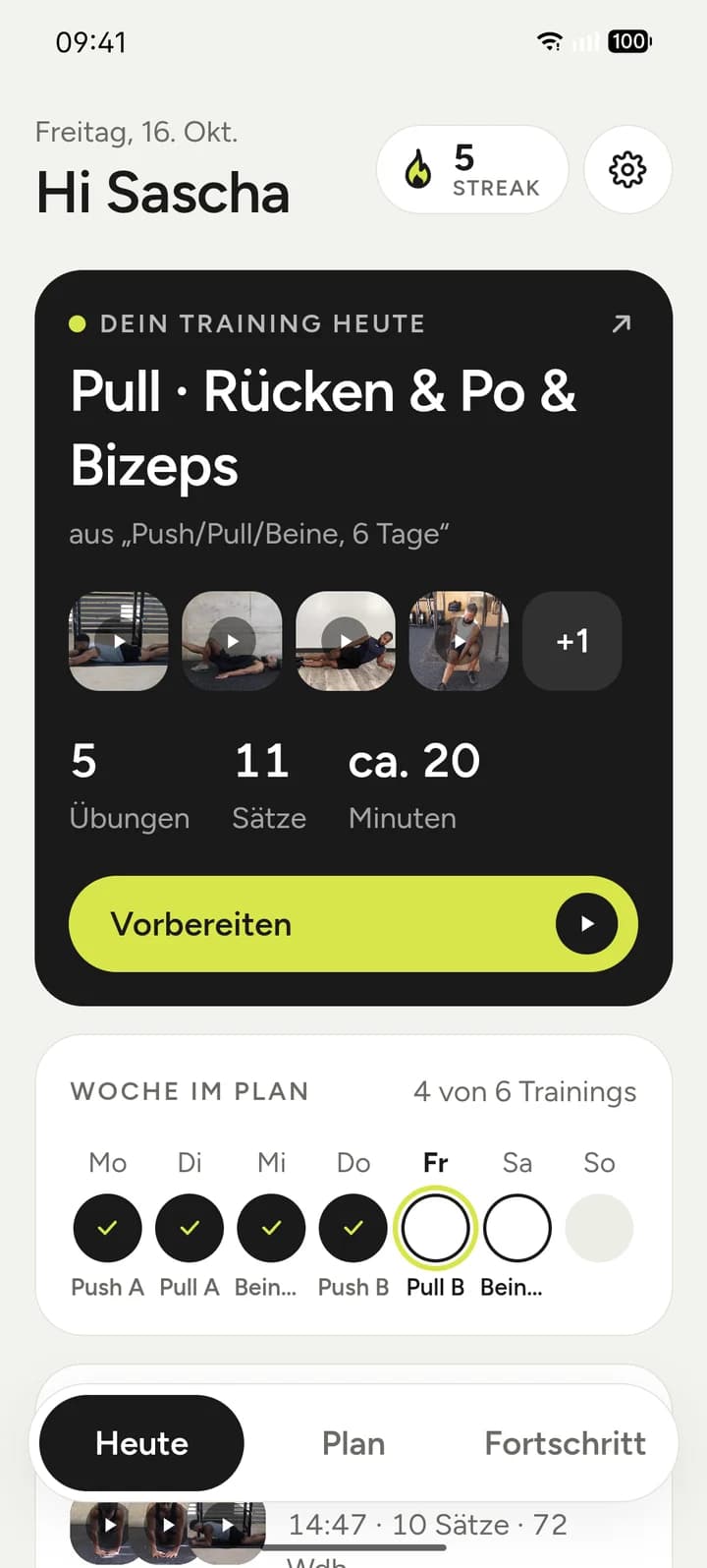 Hiptron-App: das Training des Tages